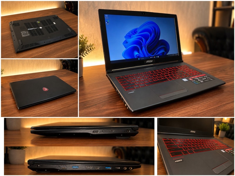لپتاپ گیمینگ ام اس آی استوک msi GV62 7RD 8GB i7 7700HQ 1TB HDD 128GB SSD GTX1050 4GB
